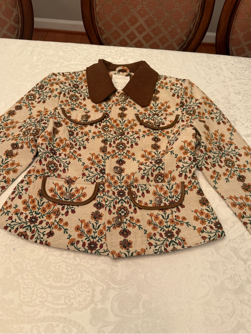 NWT Avec Les Filles Floral Embroidered Cropped Jacket M